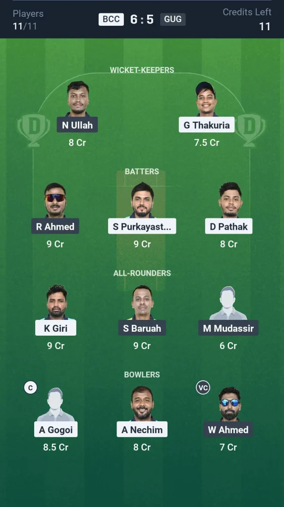 BCC vs GUG Grand League Team