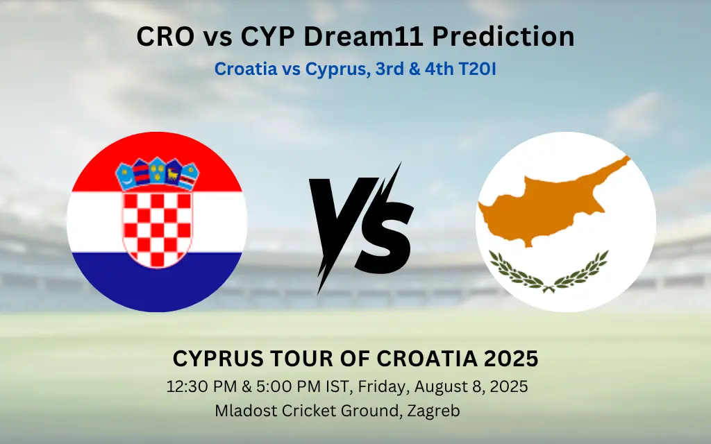 CRO vs CYP Dream11 Prediction: Today’s 3rd & 4th T20I, Fantasy Cricket Tips, Captain Choices, Playing XI & Injury Updates - Cyprus tour of Croatia 2025 