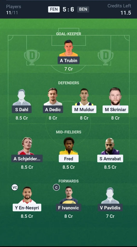 FEN vs BEN Grand League Team