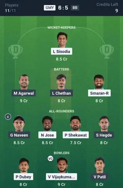 GMY vs BB Grand League Team