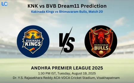 KNK vs BVB Dream11 Prediction: Today’s Match 20, Fantasy Cricket Tips, Captain Choices, Playing XI & Injury Updates – Andhra Premier League 2025 KNK vs BVB Dream11 Prediction