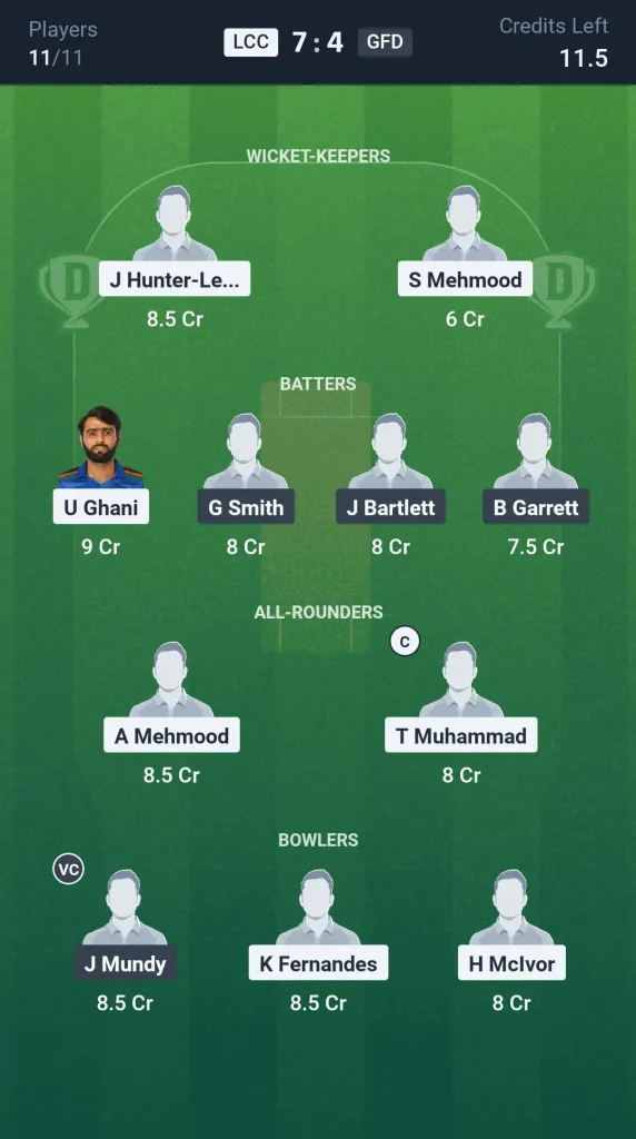 LCC vs GFD Grand League Team