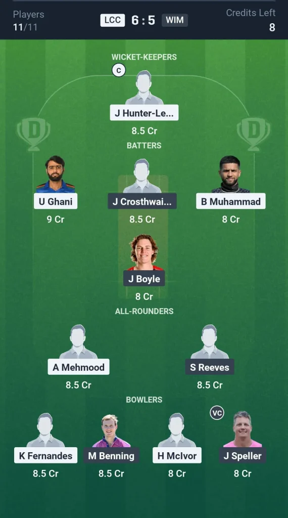 LCC vs WIM Grand League Team