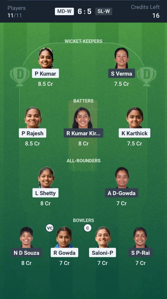 MD-W vs SL-W Grand League Team