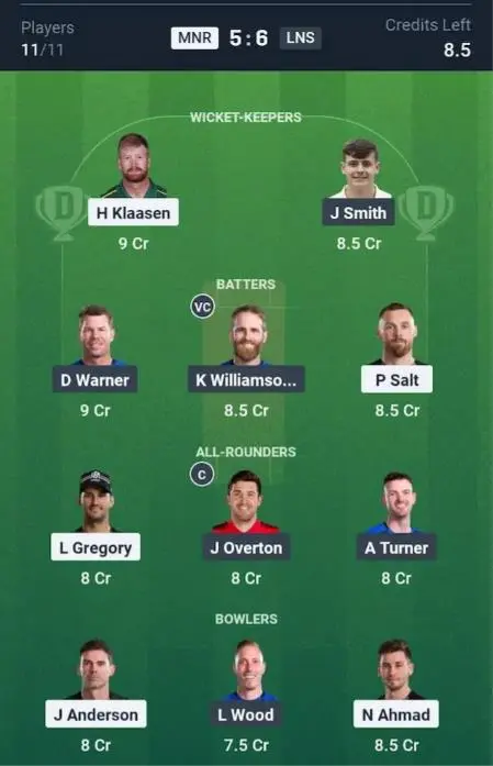 MNR vs LNS Grand League Team