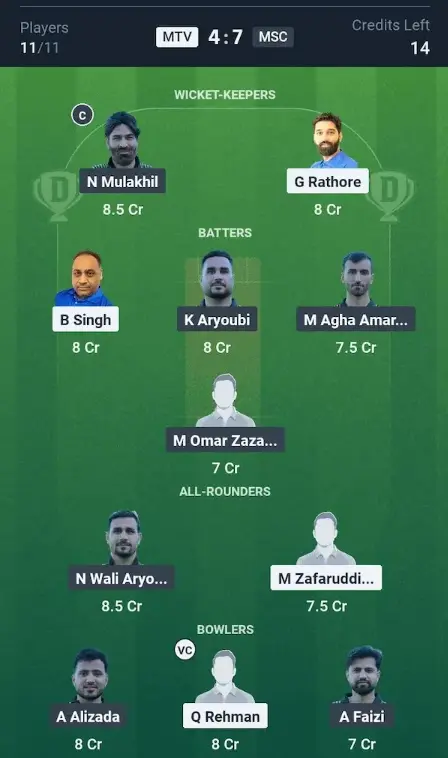 MTV vs MSC Small League Team