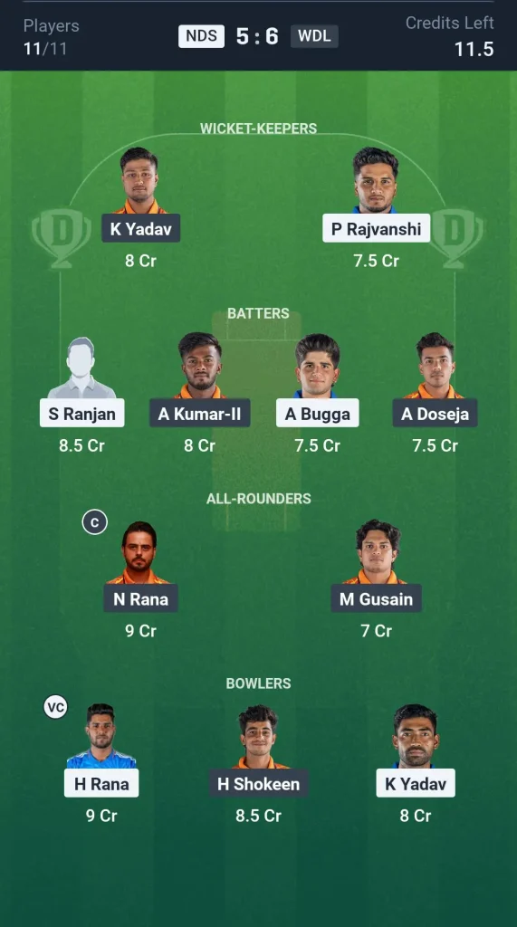 NDS vs WDL Grand League Team