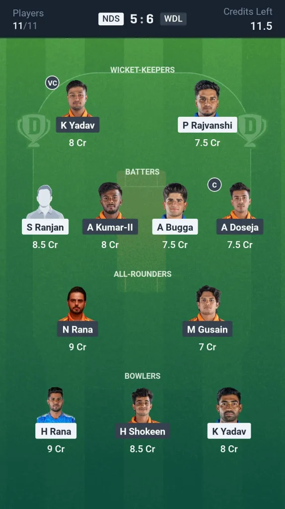 NDS vs WDL Small League Team: