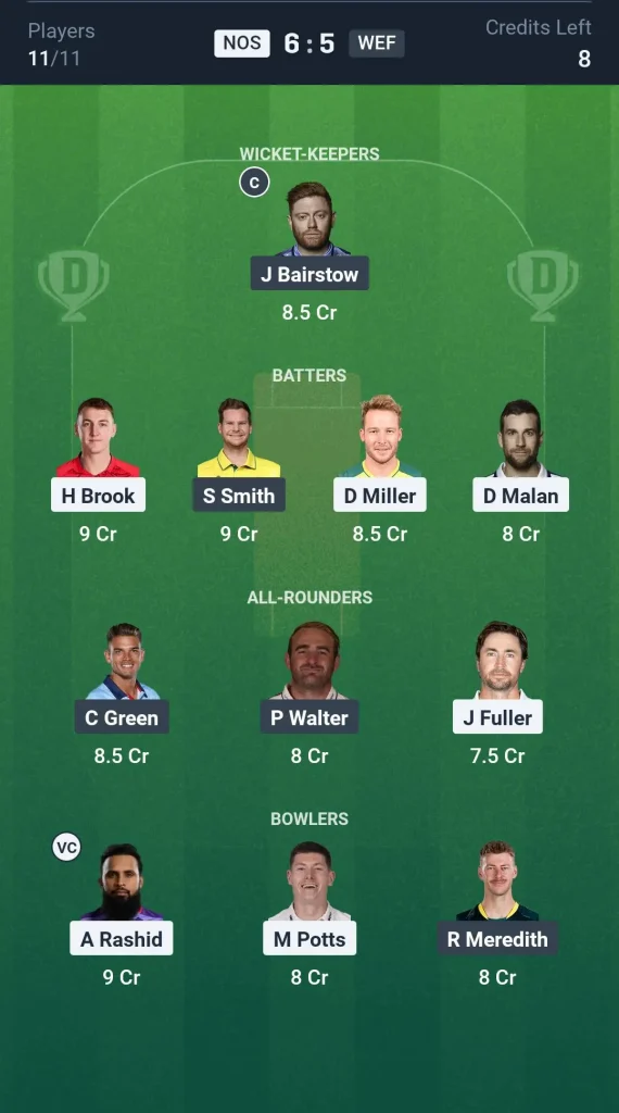 NOS vs WEF Grand League Team