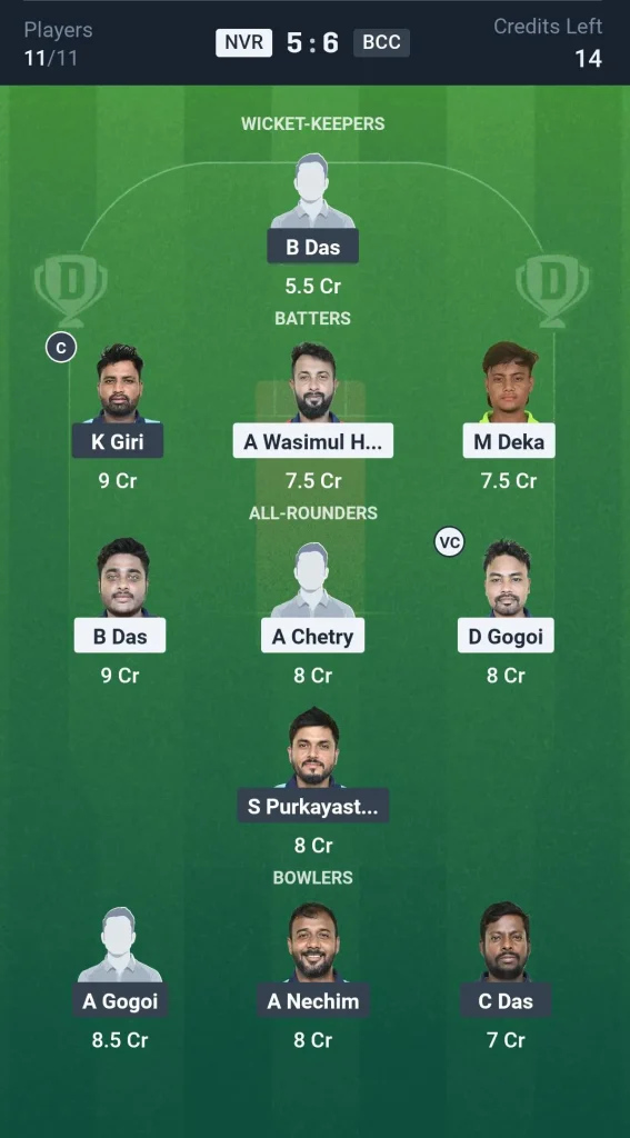 NVR vs BCC Grand League Team