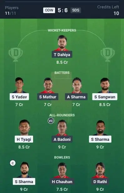 ODW vs SDS Grand League Team