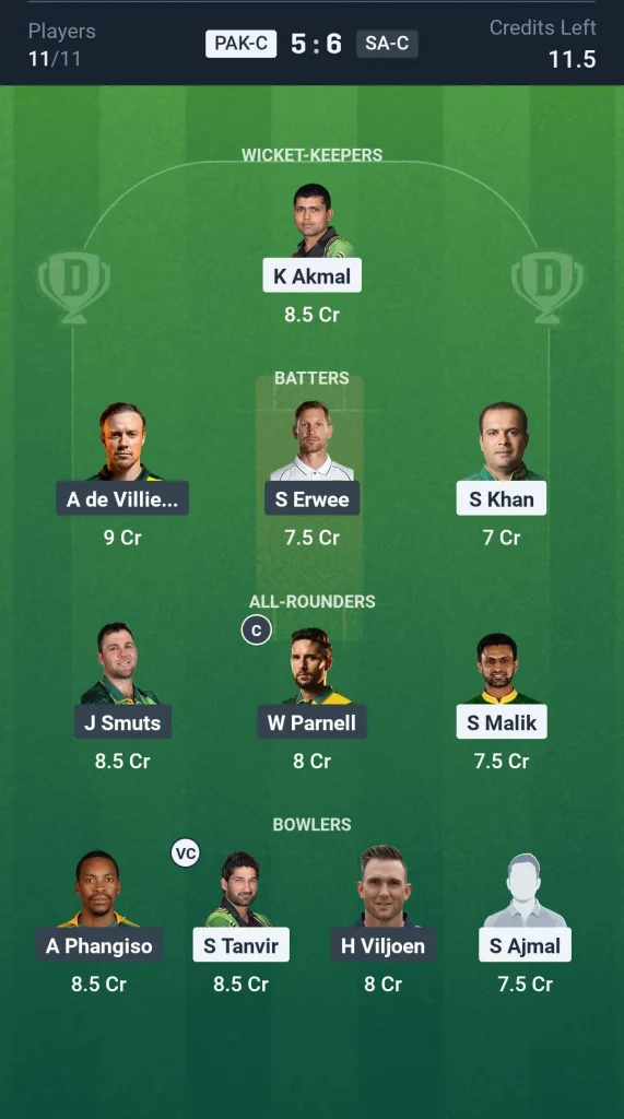 PAKC vs SAC Grand League Team