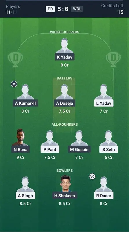 PD vs WDL Grand League Team