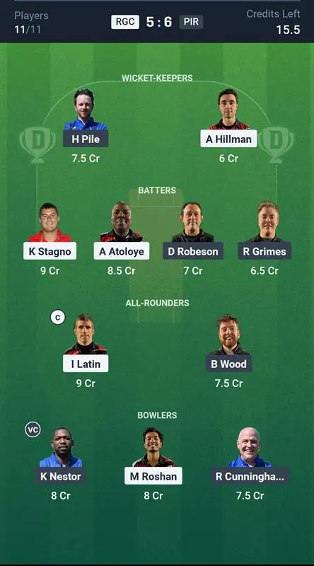 RGC vs PIR Grand League Team