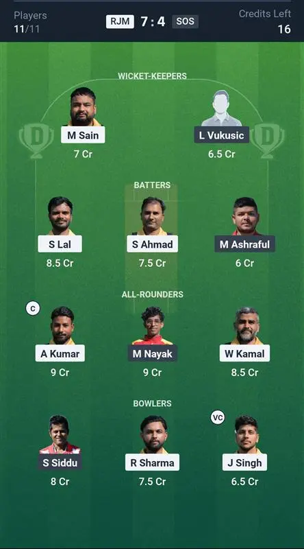 RJM vs SOS Grand League Team