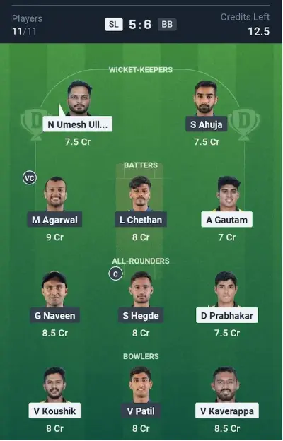 SL vs BB Small League Team