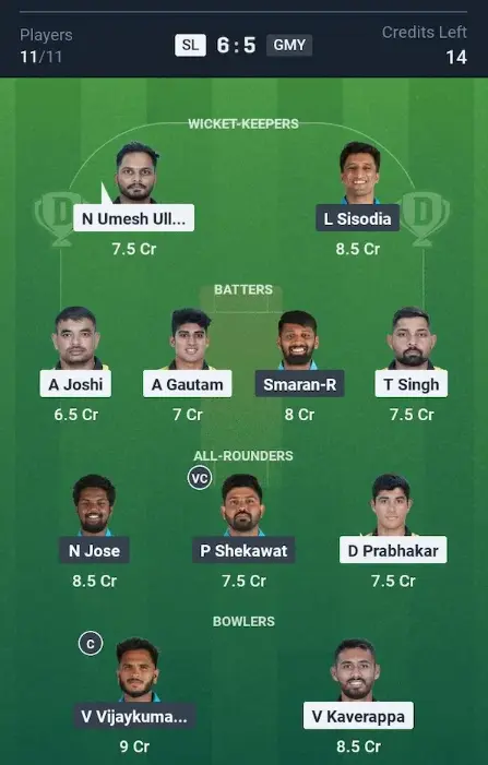 SL vs GMY Small League Team