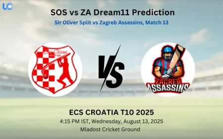 SOS vs ZA Dream11 Prediction: Today’s Match 13, Fantasy Cricket Tips, Captain Choices, Playing XI & Injury Updates – ECS Croatia T10 2025 SOS vs ZA Dream11 Prediction