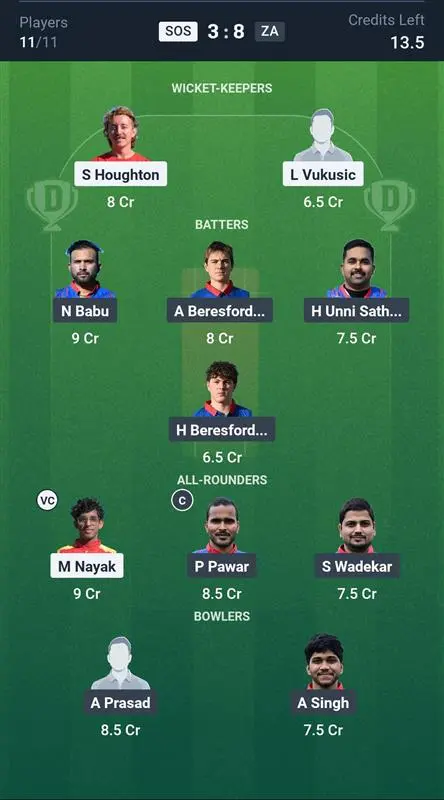 SOS vs ZA Grand League Team