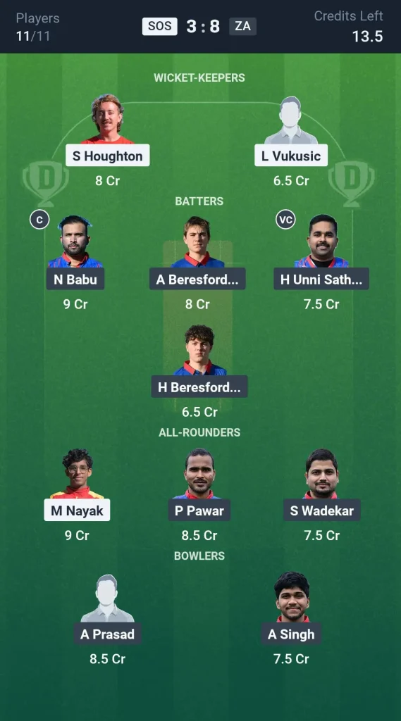 SOS vs ZA Small League Team