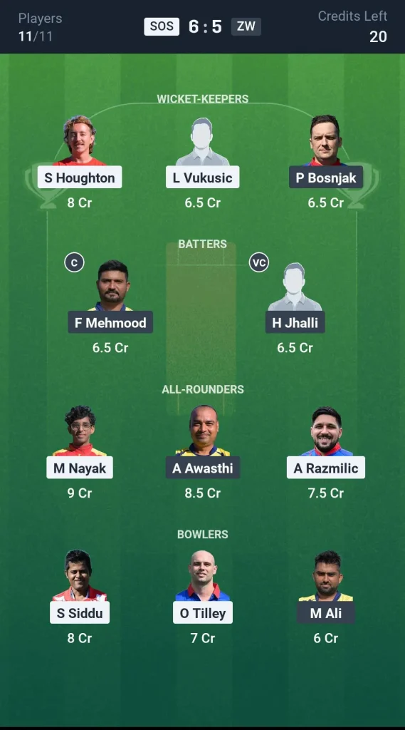 SOS vs ZW Small League Team