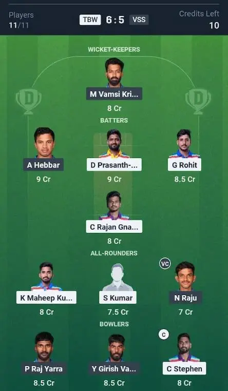 TBW vs VSS Grand League Team