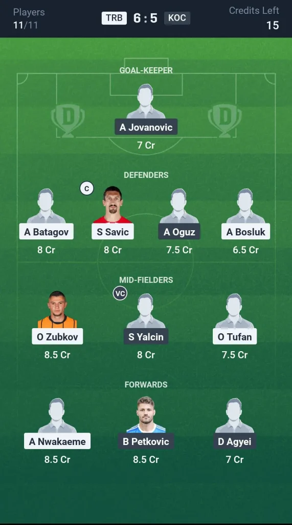 TRB vs KOC Grand League Team