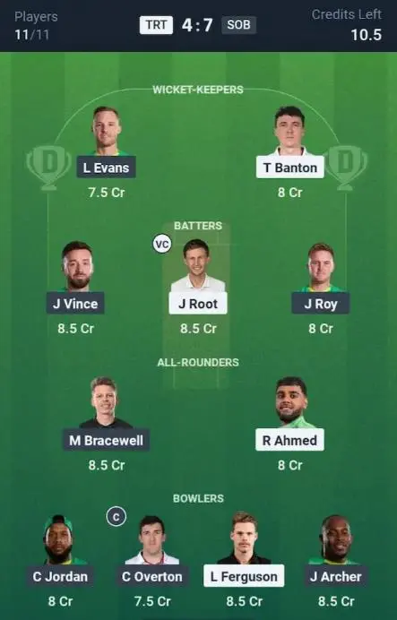 TRT vs SOB Grand League Team