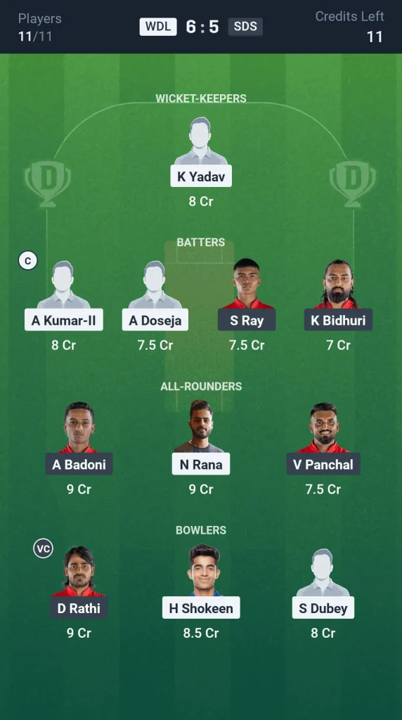 WDL vs SDS Grand League Team