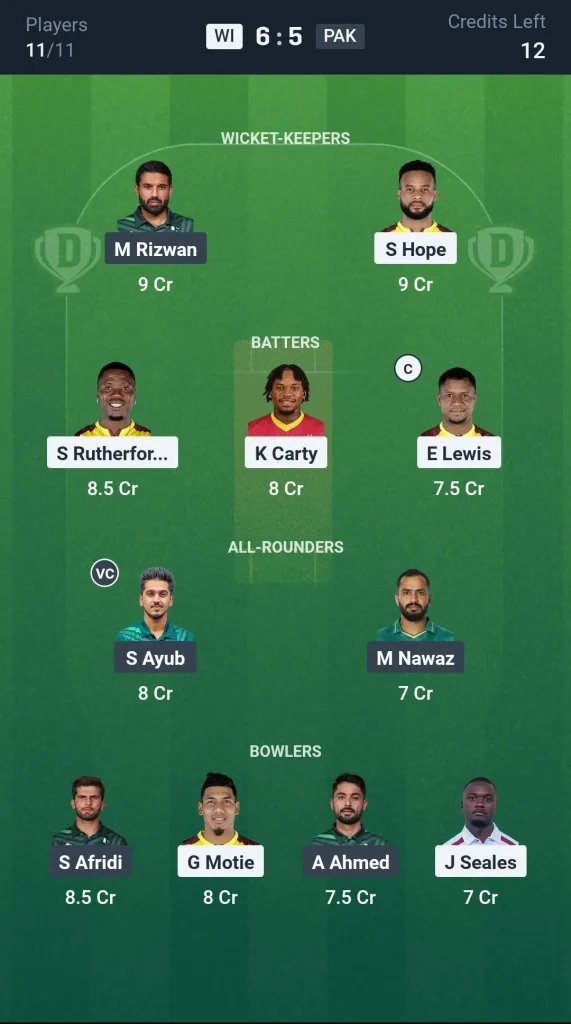 WI vs PAK Small League Team