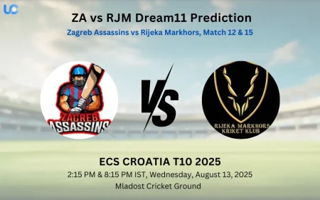 ZA vs RJM Dream11 Prediction: Today’s Match 12 & 15, Fantasy Cricket Tips, Captain Choices, Playing XI & Injury Updates – ECS Croatia T10 2025 ZA vs RJM Dream11 Prediction