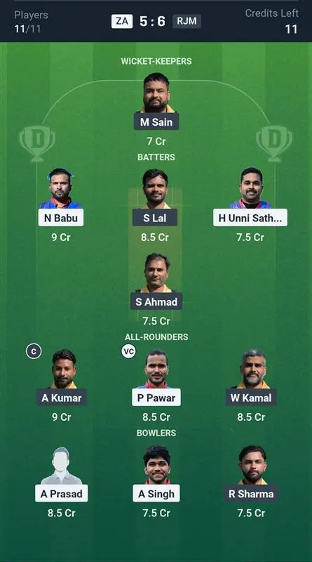 ZA vs RJM Grand League Team