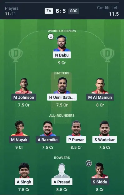 ZA vs SOS Grand League Team