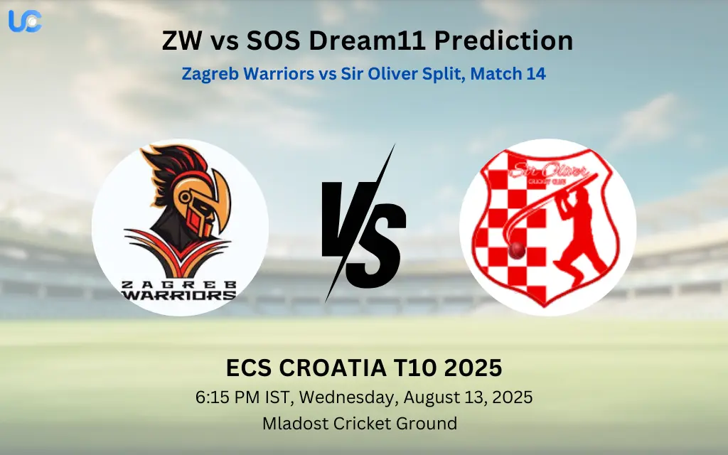 ZW vs SOS Dream11 Prediction: Today’s Match 14, Fantasy Cricket Tips, Captain Choices, Playing XI & Injury Updates – ECS Croatia T10 2025 ZW vs SOS Dream11 Prediction