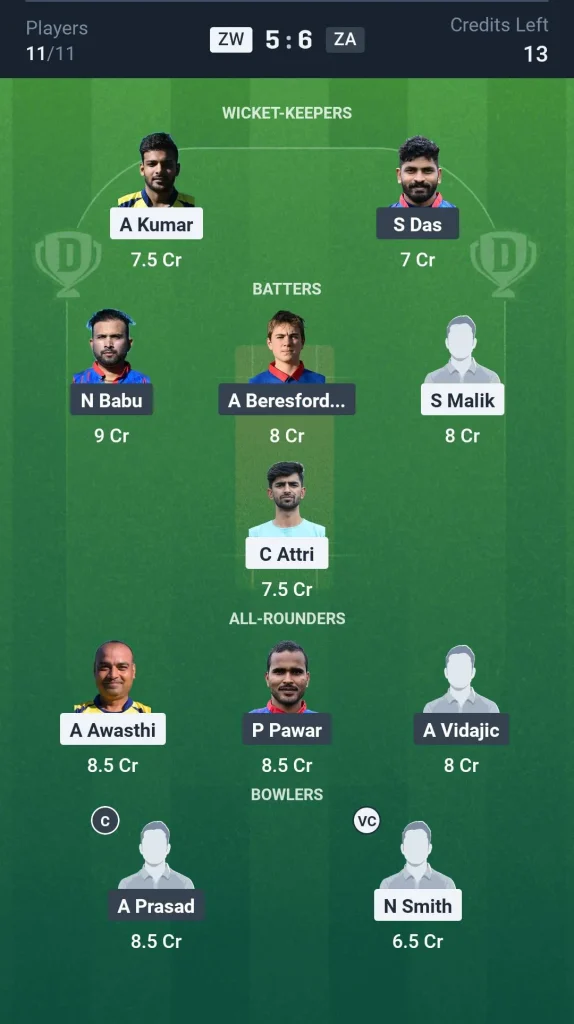 ZW vs ZA Grand League Team
