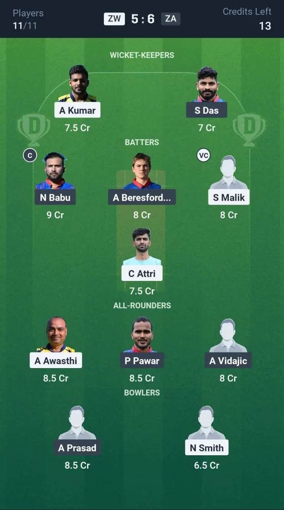 ZW vs ZA Small League Team