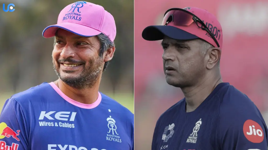 Kumar Sangakkara Joins Rajasthan Royals Dugout After Rahul Dravid’s Exit as Head Coach Kumar Sangakkara and Rahul Dravid