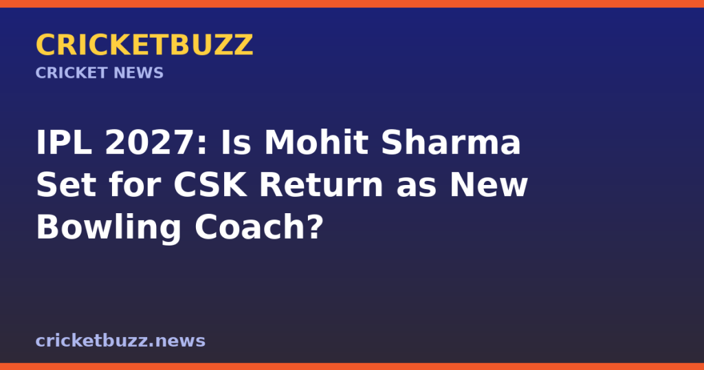 IPL 2027: Is Mohit Sharma Set for CSK Return as New Bowling Coach?
